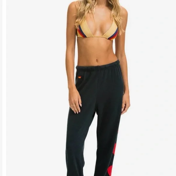 Aviator Nation Charcoal Joggers with Red Hearts - Picture 4 of 4